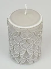 Ceramic Motif Tabletop Candle - Grey