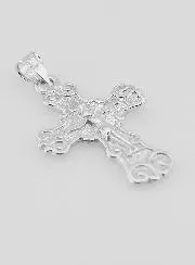 Broad Arabesque Cross Pendant Silver - 20mm