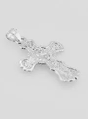 Broad Arabesque Cross Pendant Silver - 20mm