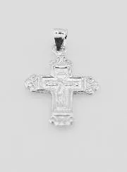 Broad Arabesque Cross Pendant Silver - 18mm