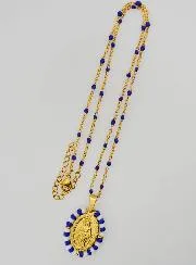 Miraculous Medal Blue and White Beads + Necklace with Beads