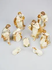 Christmas Nativity Scene 9 Figurines Beige and Gold