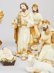 Christmas Nativity Scene 9 Figurines Beige and Gold