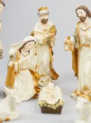 Christmas Nativity Scene 9 Figurines Beige and Gold