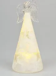 Illuminated Glass Christmas Angel 15cm - Stars
