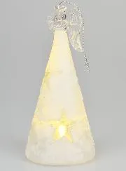 Illuminated Glass Christmas Angel 15cm - Stars