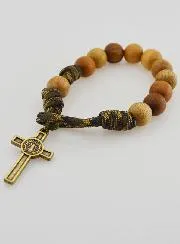 One Decade Bracelet Large Beads and Cross of Saint Benedict