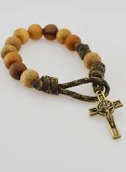 One Decade Bracelet Large Beads and Cross of Saint Benedict