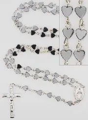 Miraculous Virgin Rosary Hematite Heart