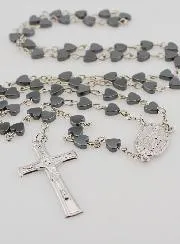 Miraculous Virgin Rosary Hematite Heart