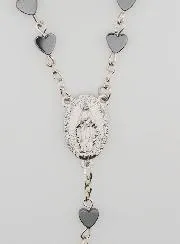 Miraculous Virgin Rosary Hematite Heart