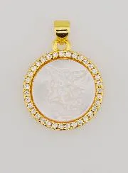 Saint Michael Medal in Brass and Mother-of-Pearl - 22mm