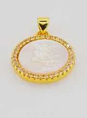 Saint Michael Medal in Brass and Mother-of-Pearl - 22mm