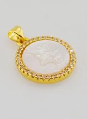 Saint Michael Medal in Brass and Mother-of-Pearl - 22mm