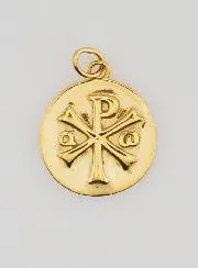 Christogram Medal in Golden Stainless Steel - 15mm