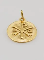 Christogram Medal in Golden Stainless Steel - 15mm