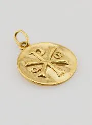Christogram Medal in Golden Stainless Steel - 15mm