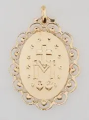 Large Miraculous Medal with Openwork Lace - Gold-Plated