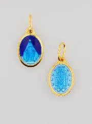 Miraculous Medal Gold-Plated Silver and Two-Tone Blue Enamel - 10mm