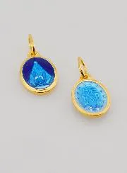 Miraculous Medal Gold-Plated Silver and Two-Tone Blue Enamel - 10mm
