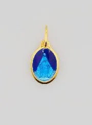 Miraculous Medal Gold-Plated Silver and Two-Tone Blue Enamel - 10mm