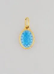 Miraculous Medal Gold-Plated Silver and Two-Tone Blue Enamel - 10mm