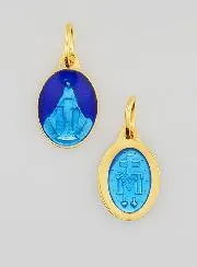 Miraculous Medal Gold-Plated Silver and Two-Tone Blue Enamel - 13mm