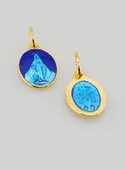 Miraculous Medal Gold-Plated Silver and Two-Tone Blue Enamel - 13mm