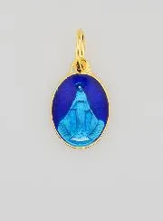 Miraculous Medal Gold-Plated Silver and Two-Tone Blue Enamel - 13mm