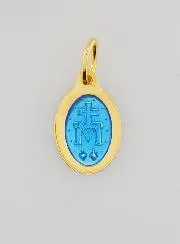 Miraculous Medal Gold-Plated Silver and Two-Tone Blue Enamel - 13mm