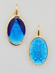Miraculous Medal Gold-Plated Silver and Two-Tone Blue Enamel - 17mm