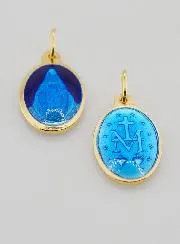 Miraculous Medal Gold-Plated Silver and Two-Tone Blue Enamel - 17mm