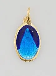 Miraculous Medal Gold-Plated Silver and Two-Tone Blue Enamel - 17mm