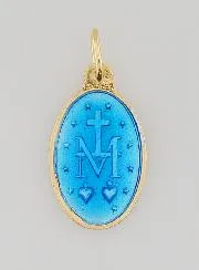 Miraculous Medal Gold-Plated Silver and Two-Tone Blue Enamel - 17mm