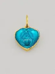 Miraculous Medal Heart Blue Enamel - 10mm