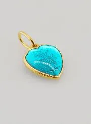 Miraculous Medal Heart Blue Enamel - 10mm