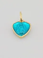 Blue Heart-Shaped Miraculous Medal – 10mm