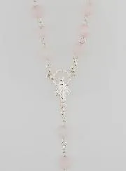 Miraculous Virgin Rosary made of Rose Quartz and Silver