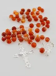 Miraculous Virgin Rosary in 925 Silver and Carnelian