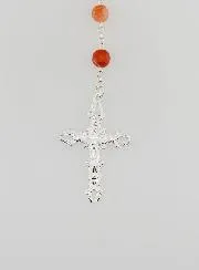Miraculous Virgin Rosary in 925 Silver and Carnelian