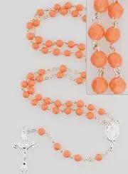 Miraculous Virgin Rosary in 925 Silver and Coral