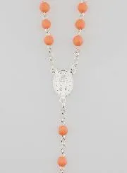 Miraculous Virgin Rosary in 925 Silver and Coral