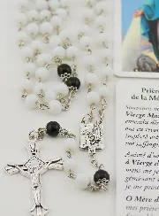 Pearl Rosary with Miraculous Virgin Card