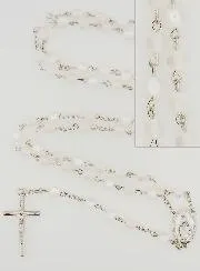 Miraculous Virgin Rosary White Beads