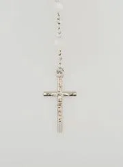 Miraculous Virgin Rosary White Beads