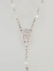 Miraculous Virgin Rosary White Beads