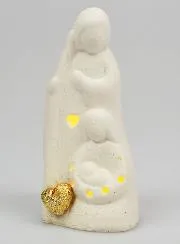 Porcelain Statue of the Holy Family with Light - 11cm