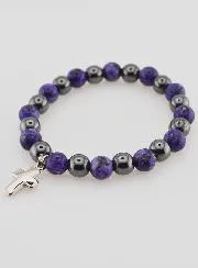 Bracelet with Cross - Hematite and Charoite