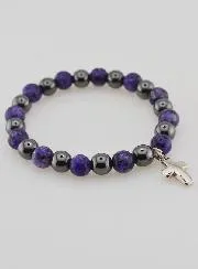 Bracelet with Cross - Hematite and Charoite