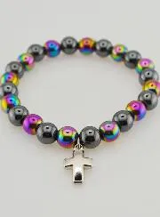 Gemstone Bracelet - Titanium Quartz and Haematite
